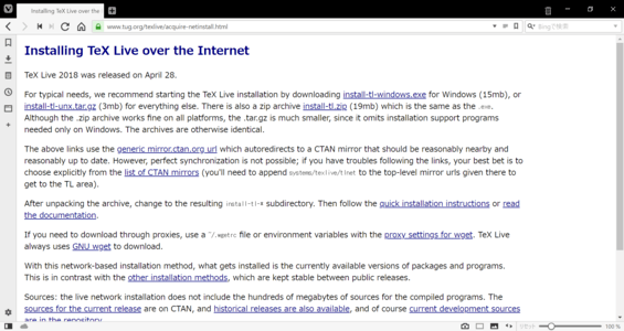 TeX Liveの案内ページ
